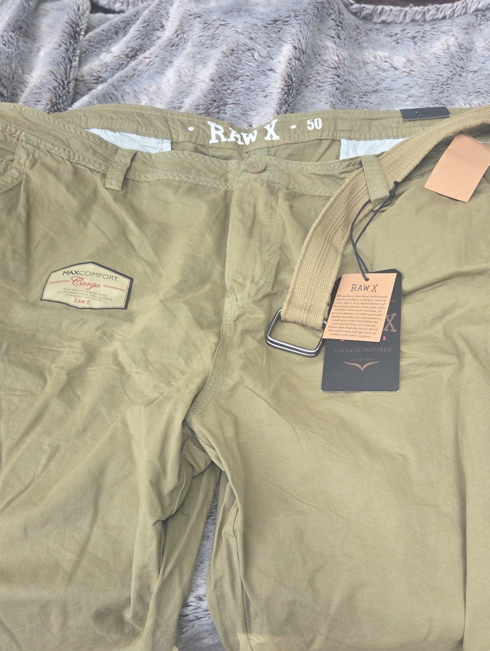 RAW X Olive Cargo Shorts with Utility Belt